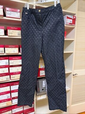 St. John Black Textured Straight Pants
